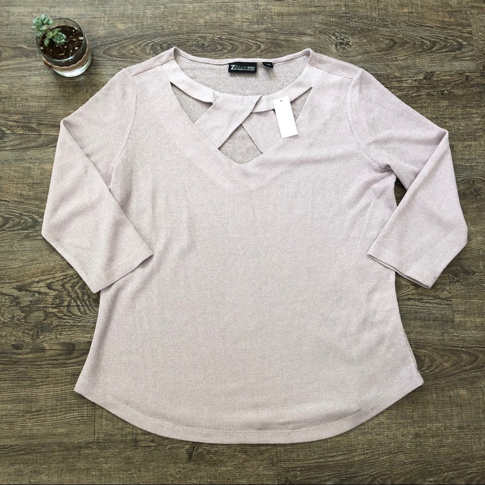 New York & Company Shimmer Cross Neck Sweater
